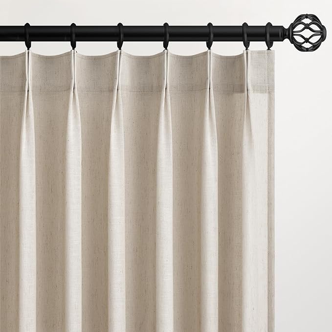 100 Inches Long Oatmeal Colored Pinch Pleat Sheer Curtains by Topfinel