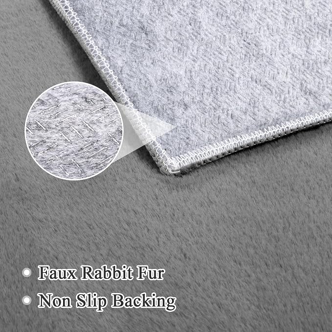 SHACOS Ultra Soft Faux Rabbit Fur Area Rugs 4x6 - Image 2