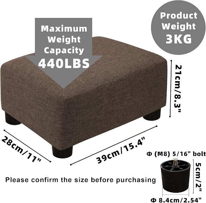 CAROLMADE Small Foot Stool Ottoman Footstool - Image 3