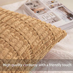 Aegero Pack of 2 Corduroy Decorative Throw Pillow Covers 12x20 Inch, Coffee | - Image 2