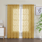 Furman Semi Sheer Curtains 72 Inch Length 2 Panels Set, Jacquard Pattern Rod - Image 2