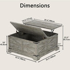 Furnideco 35.5''W Square Coffee Table Farmhouse Lift top Coffee Table - Image 2