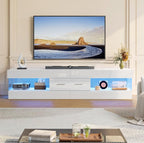 Bestier 67" Modern TV Stand for TVs up to 75 Inch, High Gloss LED Entertainment - Image 7