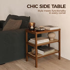 Rattan Side Table Mid Century Modern End Table 3-Tier - Image 5