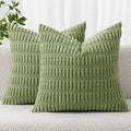 MIULEE Corduroy Decorative Throw Pillow Covers 16x16 Sage Green Pack of 2 | by MIULEE
