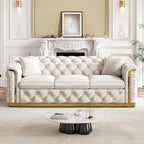 Luxury Chesterfield Sofa Set of 2, Velvet Tufted Couch Victorian Black and Gold - Image 7