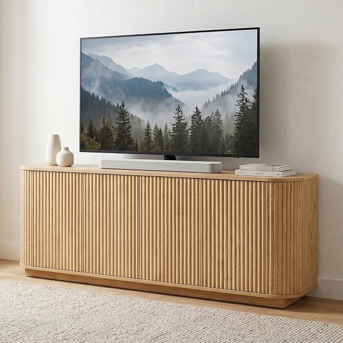 Fluted TV Stand for TVs Up to 75 Inch, Mid Century Modern TV Console for Living by UZUGUL