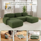Boneless Sectional Couch, No Assembly Required, 117.3” U Shaped Modular Cloud - Image 9