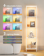 Display Shelf with RGBCW Light, Color Changing Curio Cabinet Floor Lamp with - Image 5
