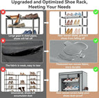 ROJASOP Shoe Rack with Covers 10 Tier Large Shoe Organizer Tall Shoe Closet - Image 7