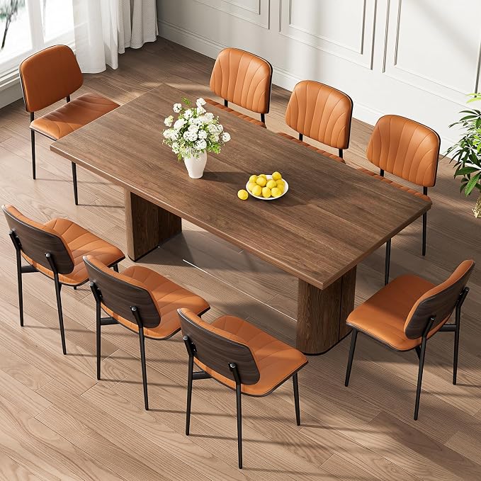 REONEY Dining Chairs Set of 4, Mid-Century Modern Upholstered PU Leather Chairs - Image 8