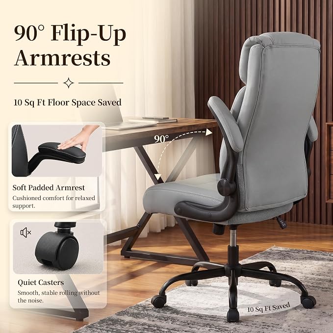 Office Chair, Leather Ergonomic Computer Desk Chair - Image 6