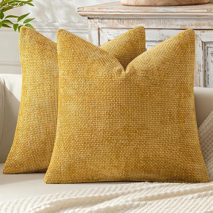 MIULEE Decorative Gold Euro Sham Throw Pillow Covers 24x24 Inch 2 Pack | by MIULEE