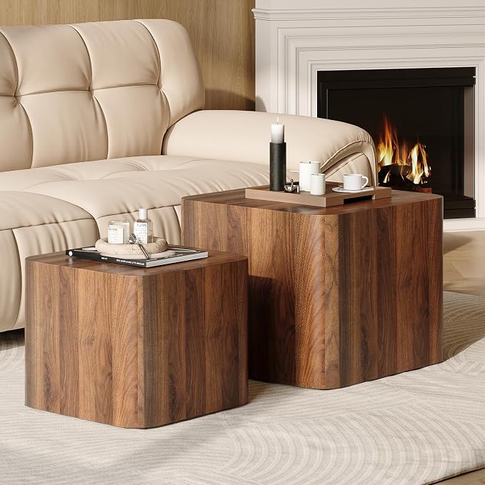 Nesting Coffee Table Set of 2, Modern Coffee Table and End Table Sets, Small by UNDUSLUY