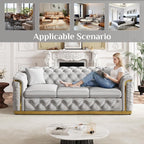 Luxury Chesterfield Sofa Set of 2, Velvet Tufted Couch Victorian Black and Gold - Image 7