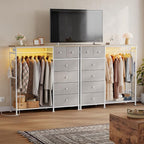 DUMOS Dresser for Bedroom with Hanging Rack, 6 Drawer Fabric Dresser with - Image 9