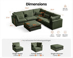 115" Oversized Corduroy Couch Modular Sectional Sofa, Washable Cloud Couch - Image 2