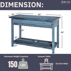 Alaterre Furniture Rustic Cottage Media Console Table, Antique Blue - Image 3