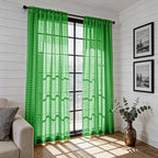 SpaceDresser Check Sheer Curtains 96 Inches 2 Panels Set, Rod Pocket Plaid - Image 4
