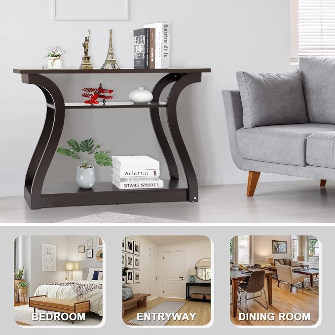 SUPER DEAL Narrow Console Table, 3 Tier Entryway Table, Wood Sofa Table - Image 7