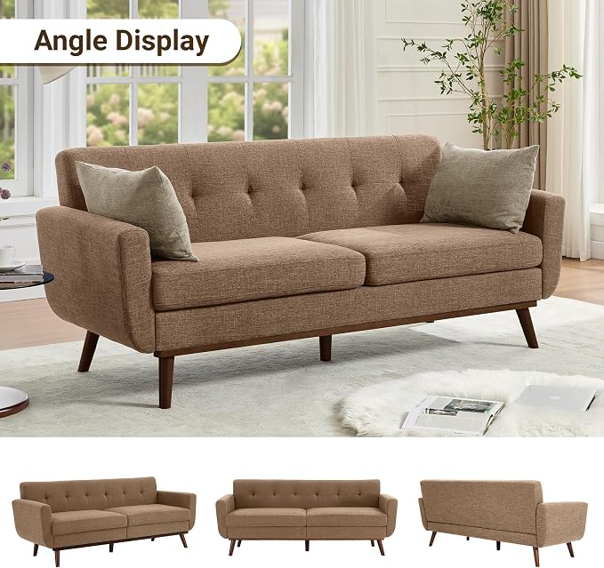 Kingfun 77.2" W Loveseat Sofa, Mid Century Modern Decor Love Seat Couches - Image 5