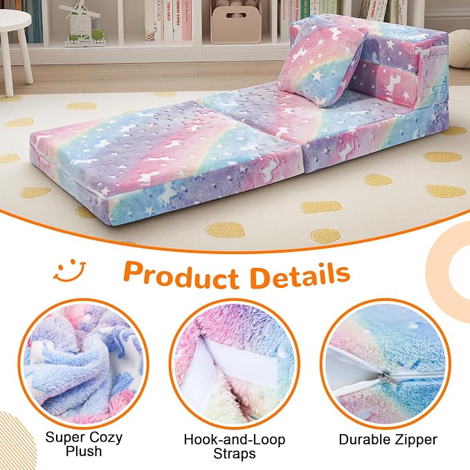 MeMoreCool Glow Rainbow Unicorn Tri-fold Sofa Bed - Image 7