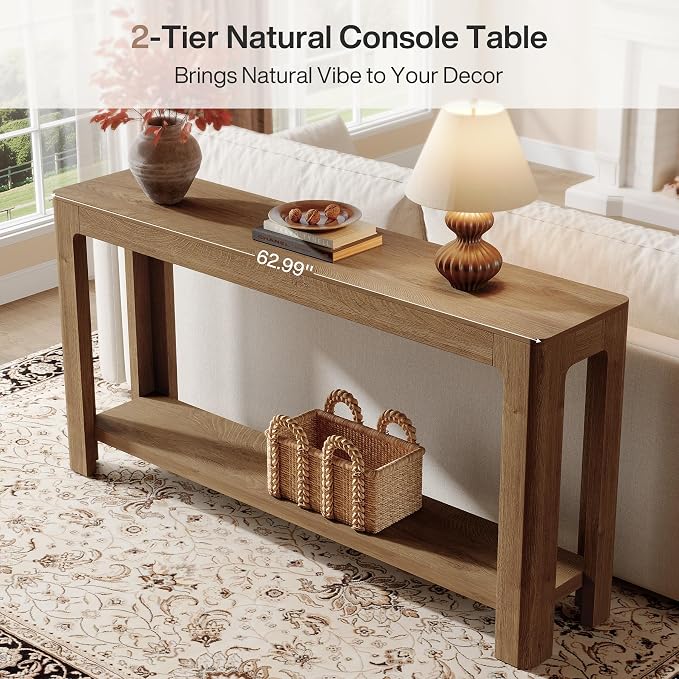 Tribesigns 63 Inch Entryway Console Table, 2-Tier Farmhouse Narrow Sofa Table - Image 7