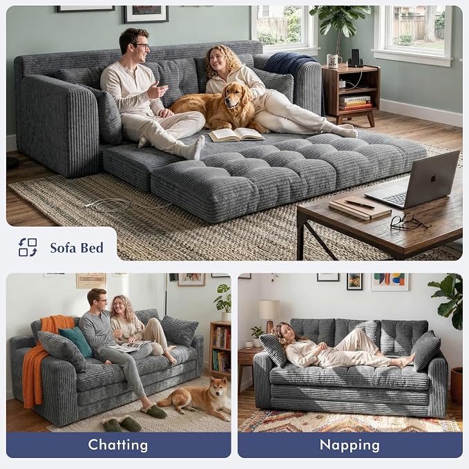 Homkdom 3 Seater Boneless Couch - Image 4