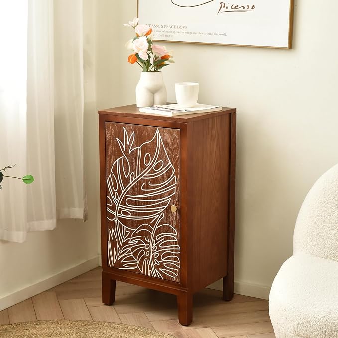 eHemco Tropical Monstera Door Accent End Table, Modern Retro Style, 16.5 x 14 x - Image 2