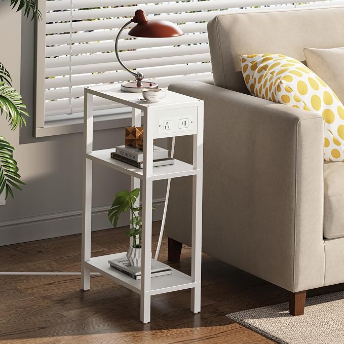 TUTOTAK Narrow Side Table with Charging Station, Small End Table with USB Ports - Image 8