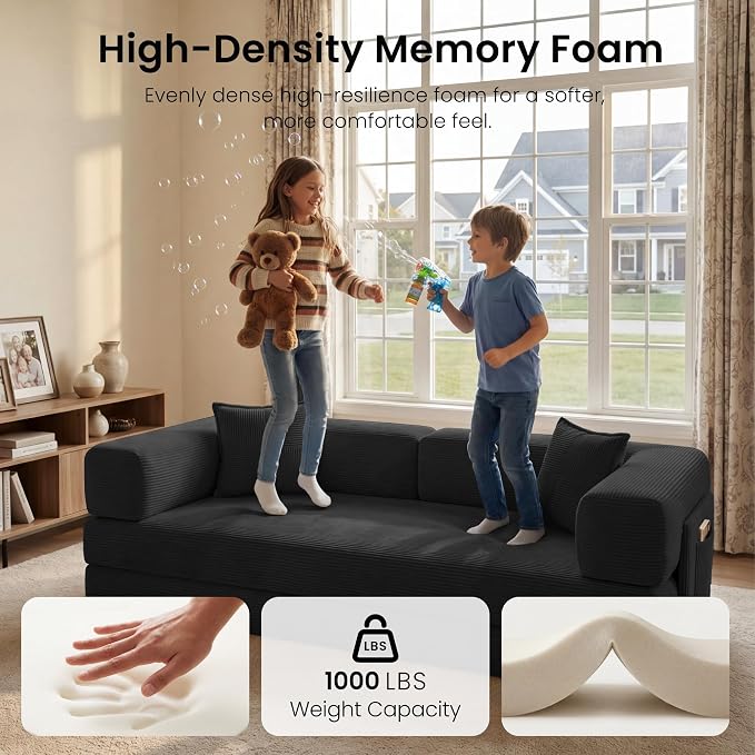 78.8" Convertible Sofa Bed, Corduroy Futon Couch - Image 4