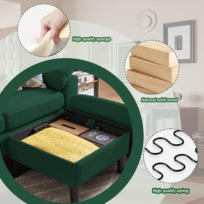 79" Convertible Sectional Sofa Set, Modern Linen Small L Shaped Couch - Image 7