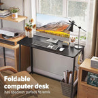 WOHOMO Folding Desk, 39.4" Narrow Writing Foldable Desk, Space-Saving Laptop - Image 3