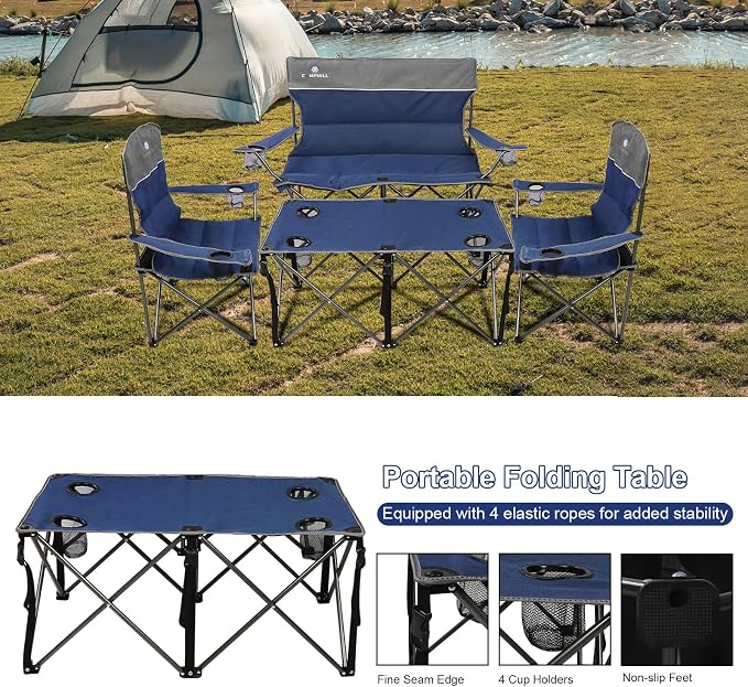 Camping Chair Set of 3, Outdoor Folding Camping Chairs - Image 6