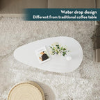 SAYGOER Modern Coffee Table White Oval Coffee Tables - Image 4