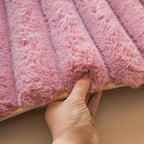 Dusty Rose Rabbit Striped Plush Rug 2'x3', Fluffy Shaggy Area Rug - Image 3