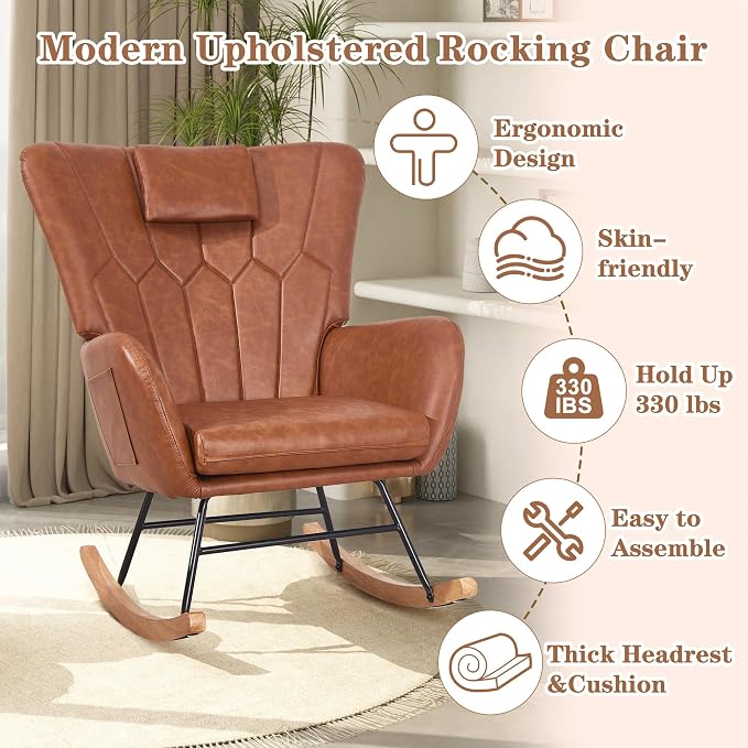 VECELO Rocking Chair Nursery - Image 4
