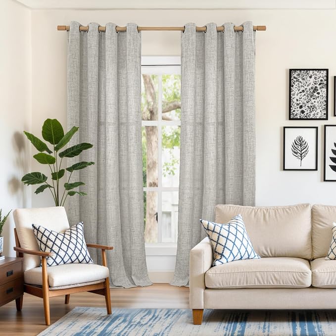 YoungsTex Linen Semi Sheer Curtains 90 Inches Long - Image 2