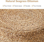 Wimarsbon Ottoman Natural Seagrass Foot Rest Stool Hand Weave Round Foot Stool - Image 4