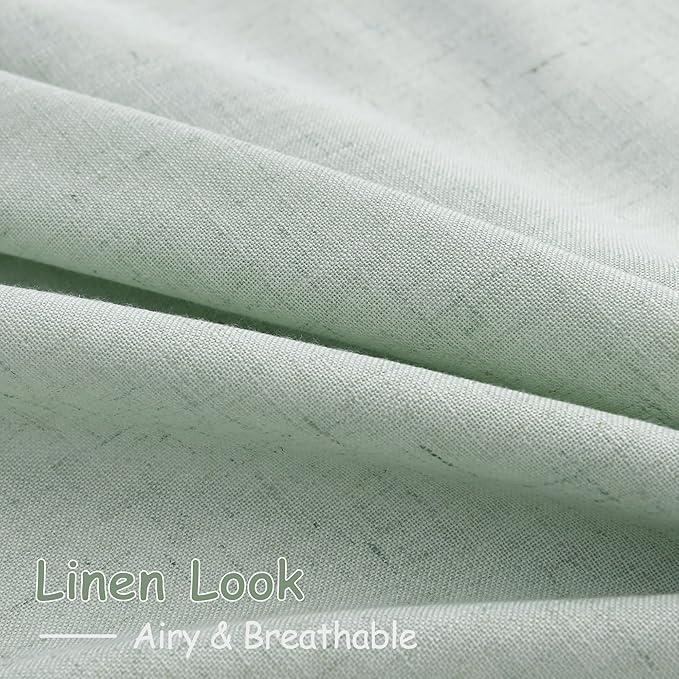 Aqua Green Linen Curtains 108 Inches Long - Image 5
