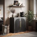 BELLEZE Modular Sideboard with Double-Arc Wood Doors, Small Arched Buffet by BELLEZE