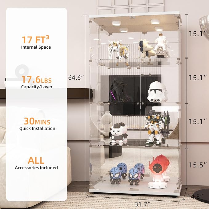 LFT HUIMEI2Y Glass Display Cabinet 4-Shelf - Image 3