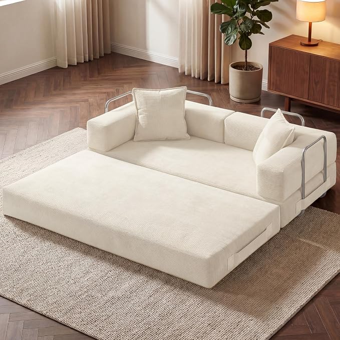 GRUSIGN 78 Inch Convertible Sofa Bed, 5-in-1 Futon Sofa Bed Pull Out Couch - Image 2