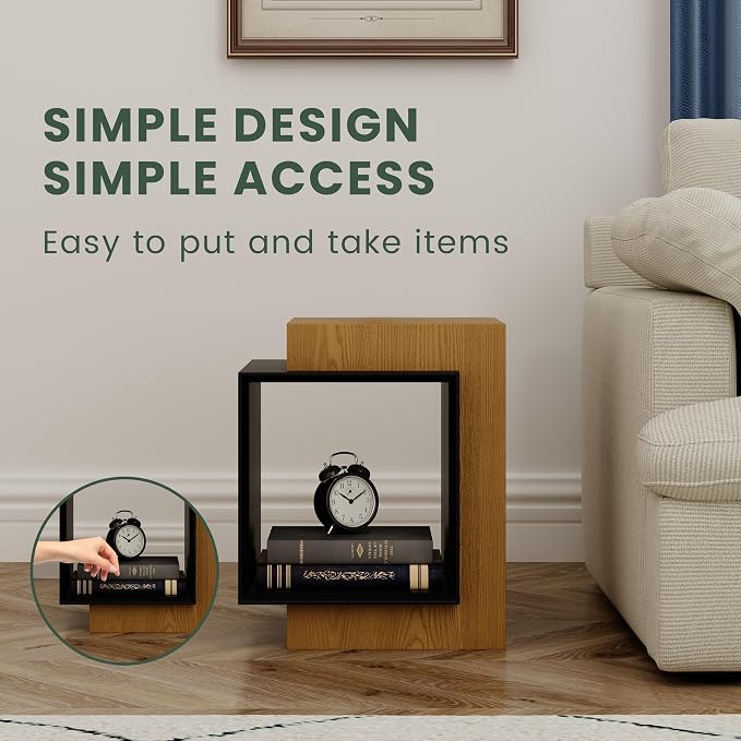 POVISON Minimalist Side Table, 17.71" Wood End Table - Image 6