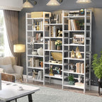 Homykic Bamboo Bookshelf, 71” Tall Triple Wide Bookcase - Image 2