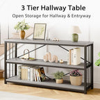 LVB Long Console Table with Storage, Farmhouse Rustic Skinny Entryway Table - Image 7