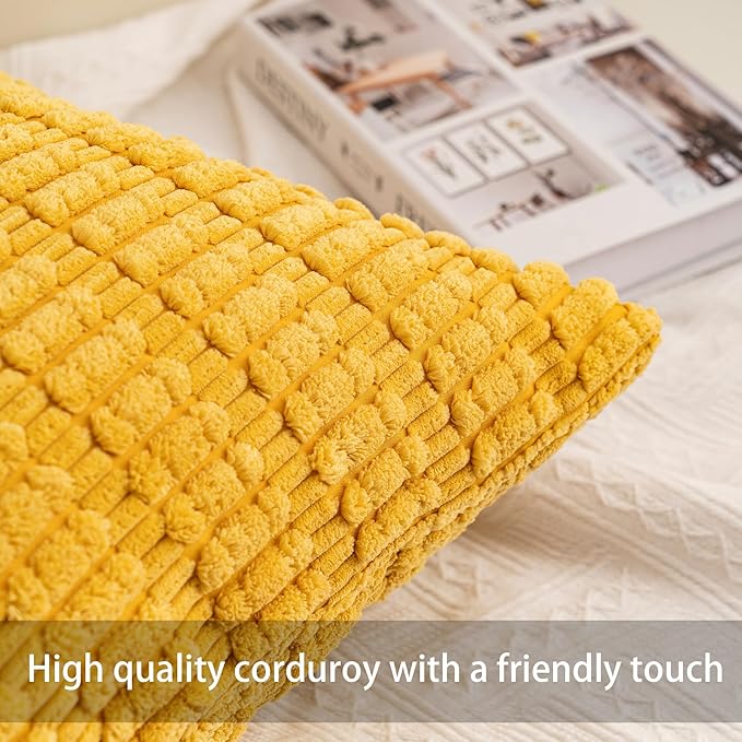 Aegero Pack of 2 Corduroy Decorative Throw Pillow Covers 12x20 Inch - Image 3