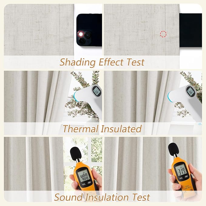 90 Inch Long Boho 100% Blackout Linen Curtains - Image 5