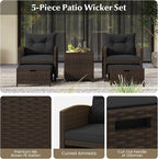 Tangkula 5 Pieces Patio Conversation Set, PE Wicker Rattan Outdoor Furniture Set - Image 8