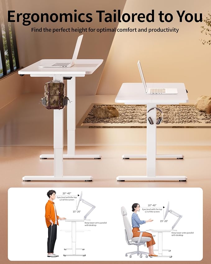BIZUM Electric Standing Desk 63 x 24 Inch Computer Desk-Gaming Desk White Home - Image 4